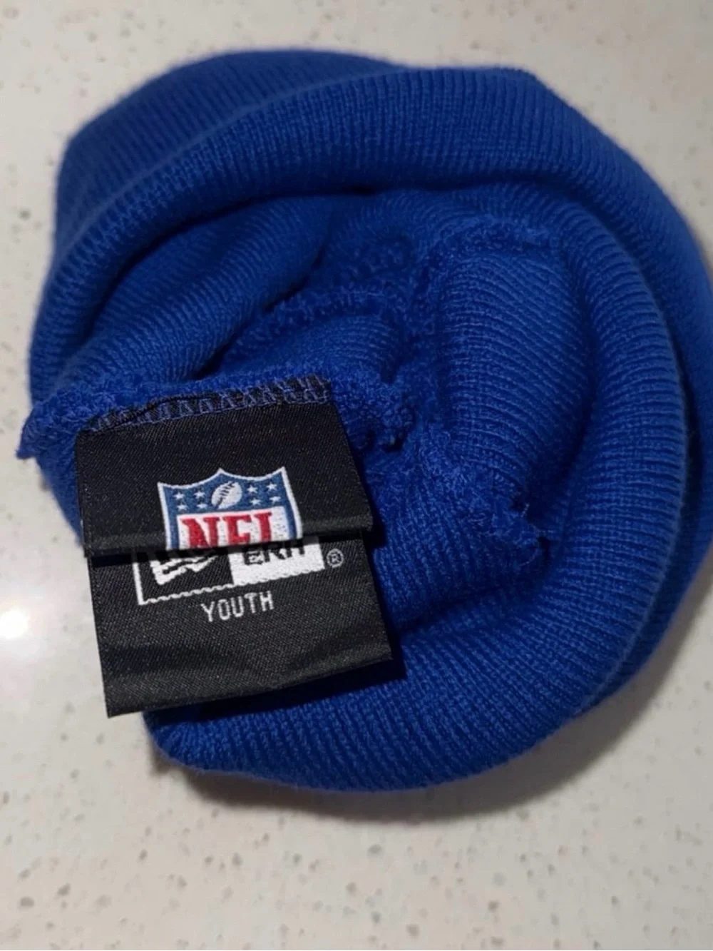 Buffalo Bills Blue With Red & White Stripes Knit Pom Hat Youth New Era NWOT